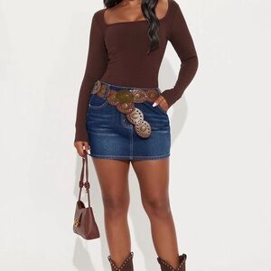 Darcy Belted Denim Mini Skirt - Dark Wash